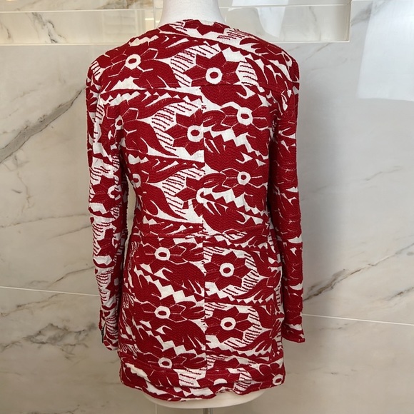 Free People Devil’s Alley Red and White embroidered moto jacket - Picture 6 of 13